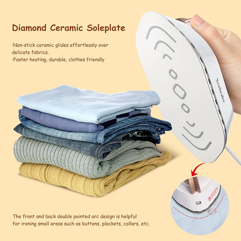 Mini Handheld Travel Iron 120V/220V Lightweight Dry Iron 30S Heat Pres