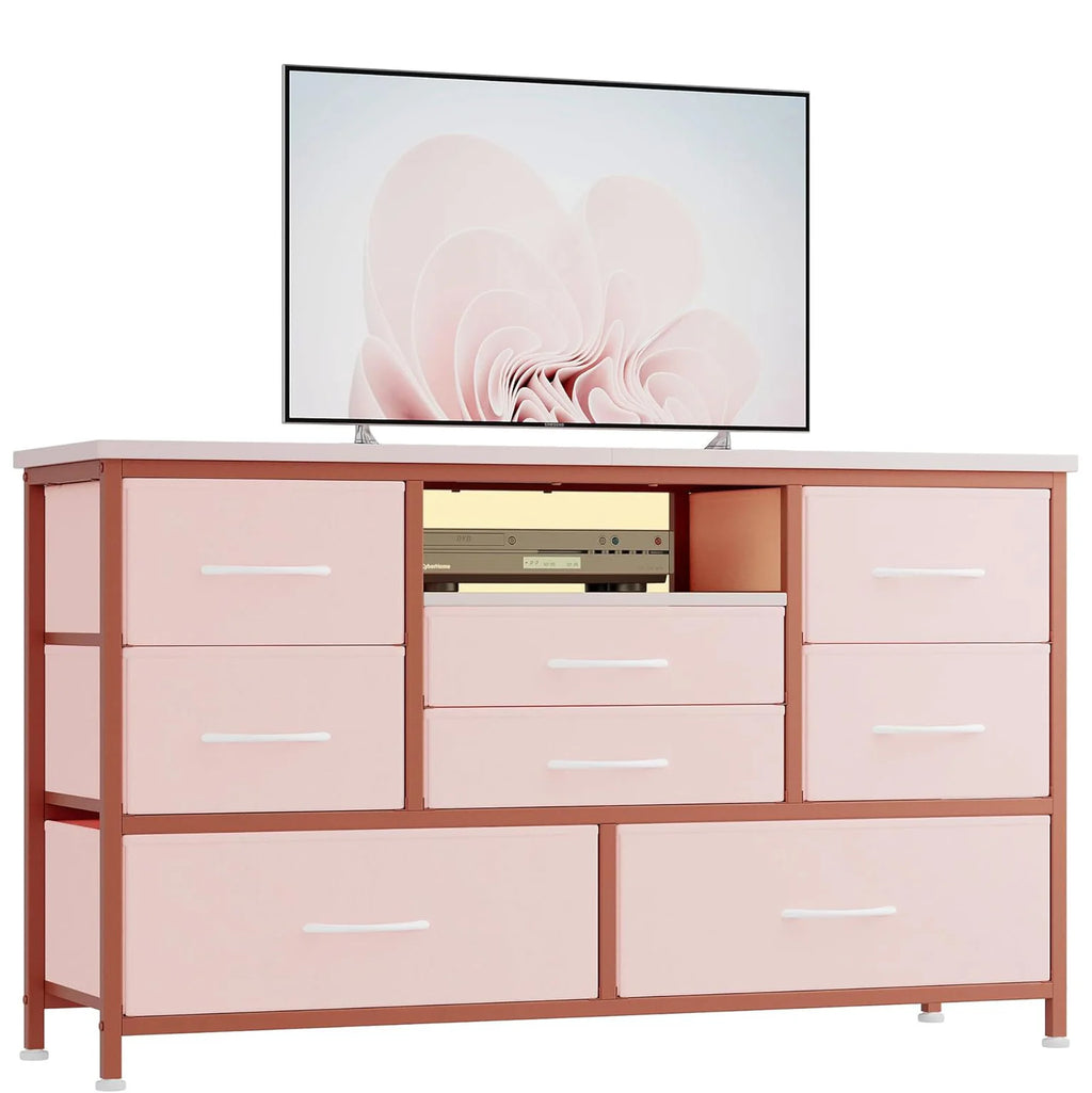 8-Drawer Chest of Drawers Dresser TV Console Furniture with LED light Charging Station, TV Stand Cabinet for Living Room Bedroom