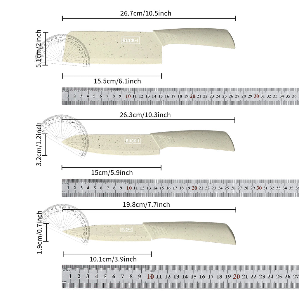 Five-piece beige stainless steel kitchen knife set, including a full set for kitchen, dormitory, household use, including a chef