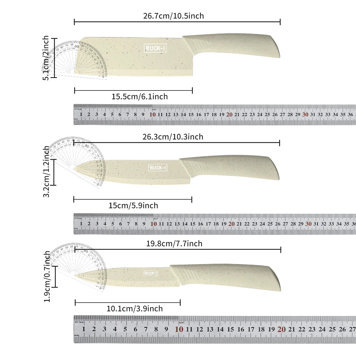 Five-piece beige stainless steel kitchen knife set, including a full set for kitchen, dormitory, household use, including a chef