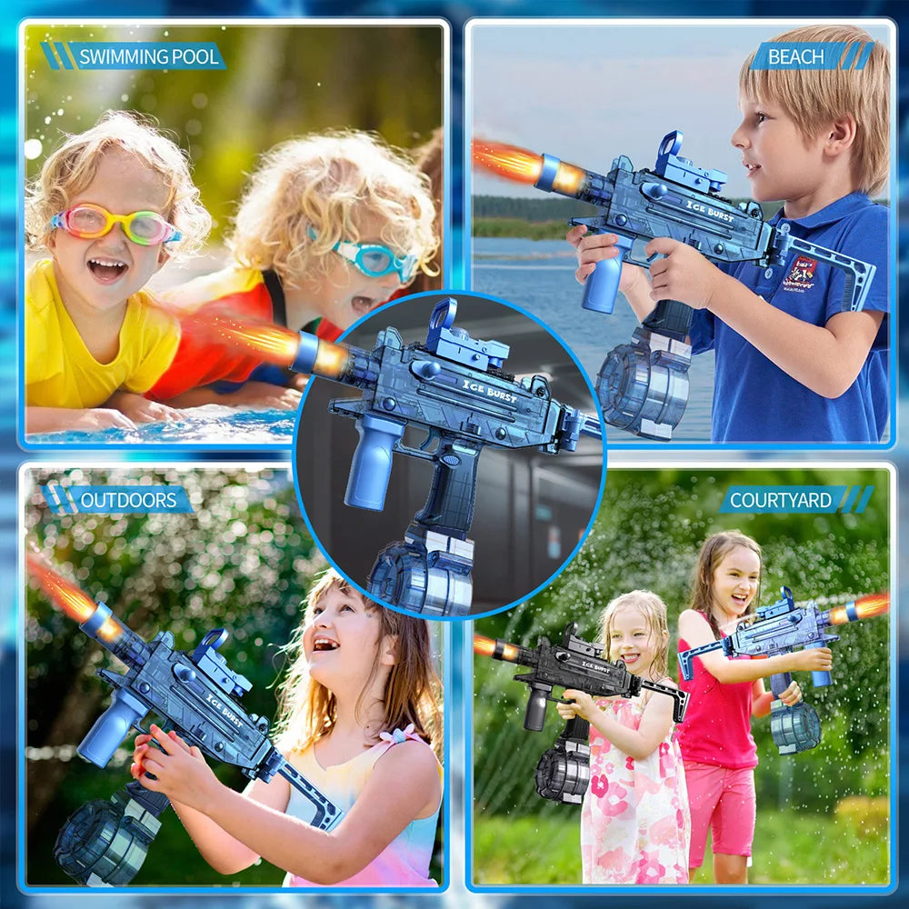 2025 New Children Simulated Flame and Fog Electric Water Gun Toys Summer Outdoor Beach Pool Fight Game,Lighting & Smoking Effect