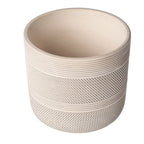 Round Ceramic Planter with Drainage Holes Sturdy Grooved Indoor Pot Succulents Flowers Houseplants Home Decor