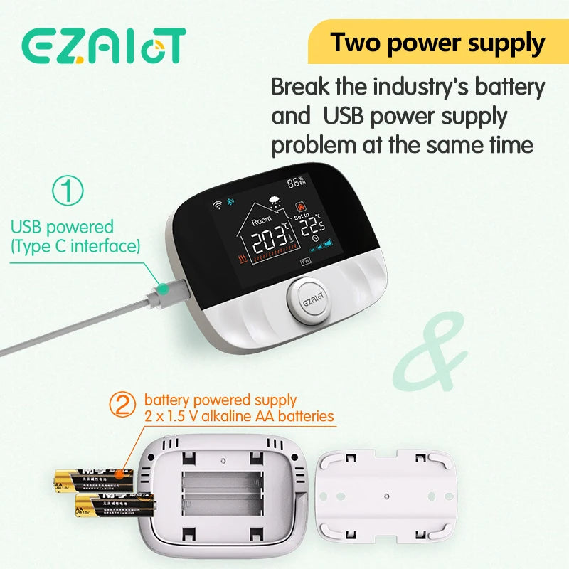 Gas Boiler Wireless Thermostat RF433 Room Temperature Controller Programmable Floor Heating Thermoregulator Battery USB Powered