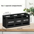 Wooden Silverware Utensil Holder with 3 Compartments, Kitchen Countertop Cutlery Organizer, Each Kitchen Chopstick and Spoon Org