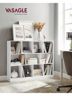 VASAGLE Bookshelf, Bookcase, Book Shelf, Storage Shelf, With 11 Storage Compartments, For Study, Bedroom, Living Room, White