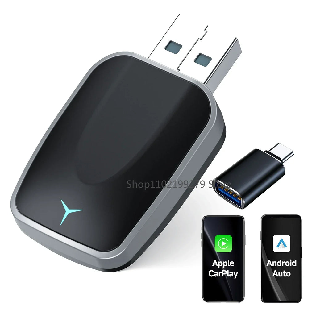 2025 NEW 2 In 1 Wireless Carplay AI Box Android Auto Plug And Play Applicable To Convert Original Car Wired Carplay To Wireless