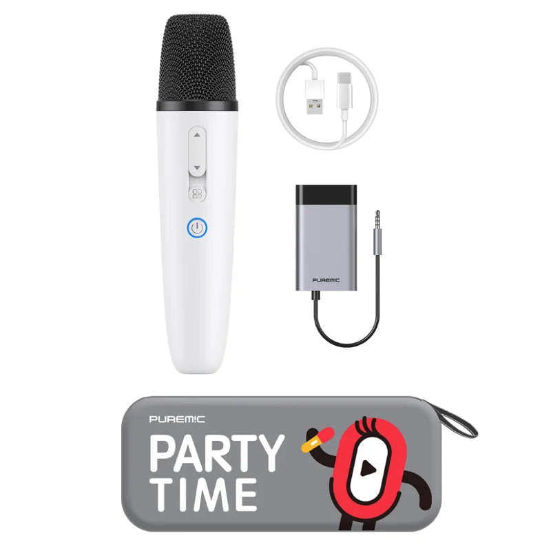 Tesla Caraoke Mic with Portable Storage Bag, Wireless Mic with 8 Joy Effects, Rechargeable Mic with Type-C & Aux in Receiver