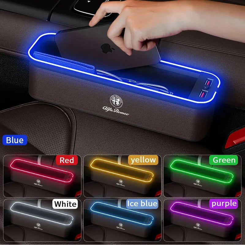 Car USB charging multifunction seat crevice storage box Alfa Romeo 147 156 159 166 Giulia Tonale Stelvio Giulietta Mito Milano