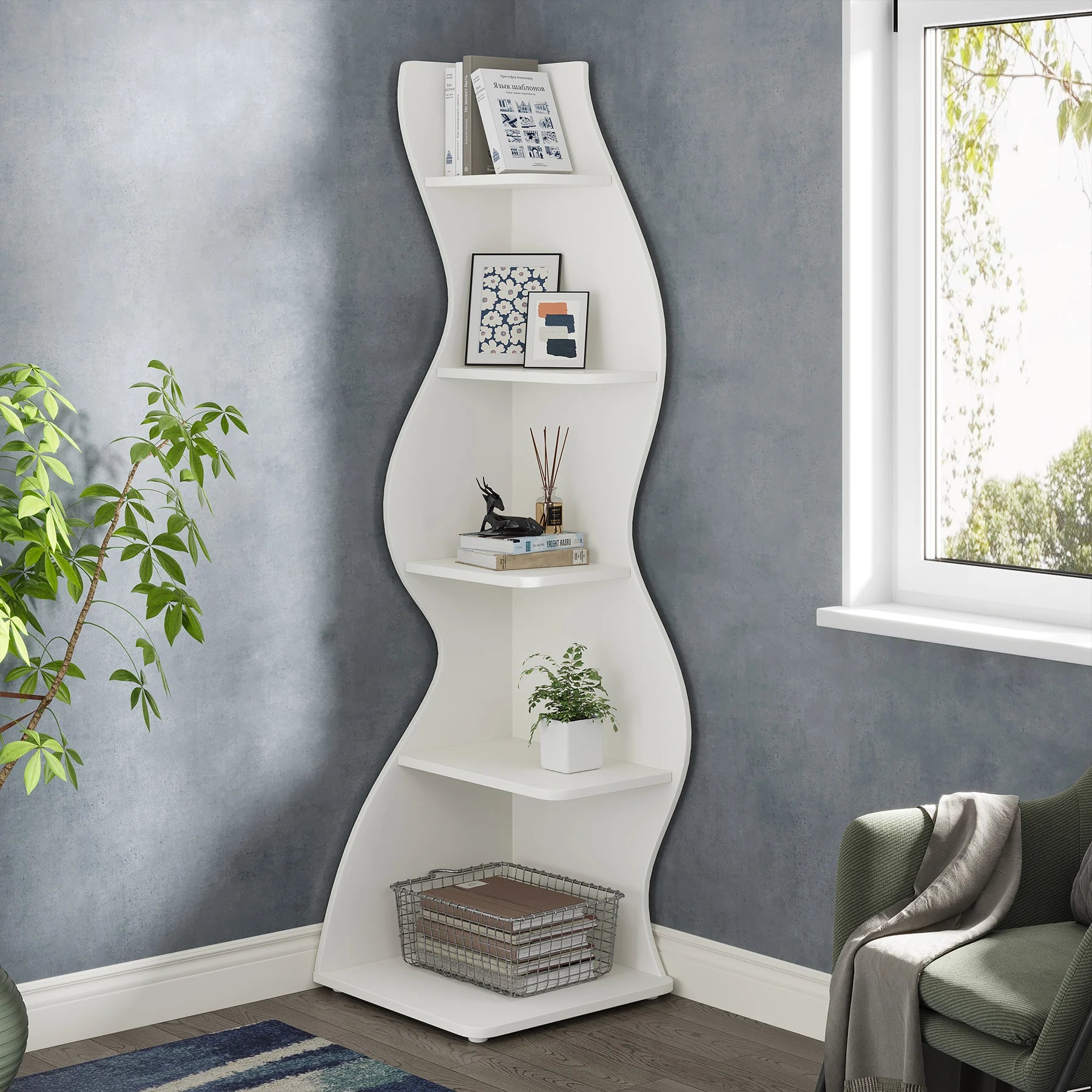 Stylish Corner Bookcase