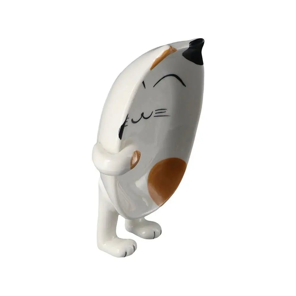 Kitchen Cat Design Storage Organizer Ceramic Spoon Rest Stove Holder Utensil Rack Pot Lid Stand
