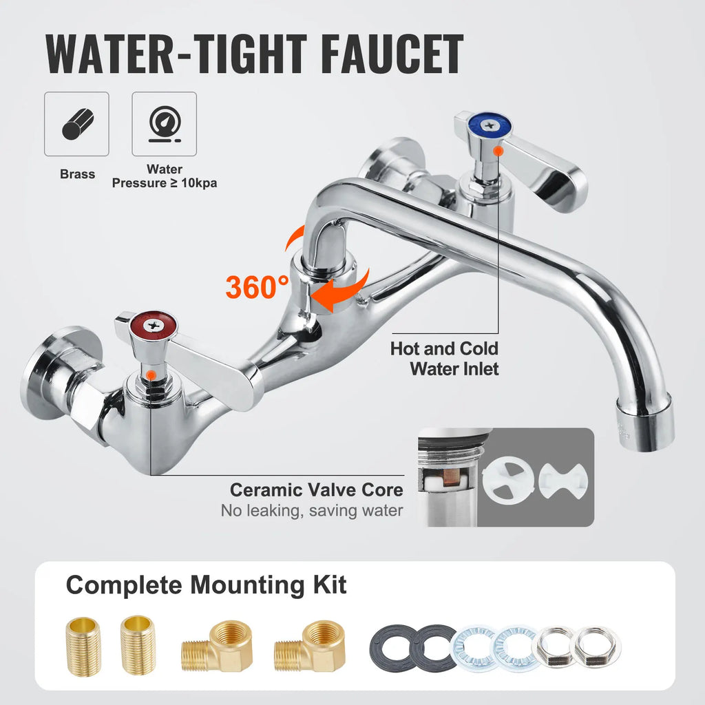 VEVOR Stainless Steel Kitchen Prep & Utility Sink 1 Compartment Restaurant Commercial Steel Sink w/Faucet for Restaurant Home