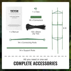 VEVOR 6 Packs Tomato Cages for Garden 48 in Trellis Plant Stakes Suppor for Raised Garden Bed Vegetables Flowers Climbing Plants