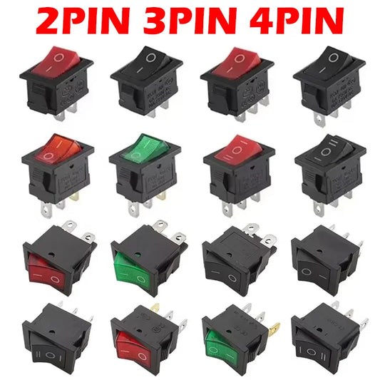10/30/100Pcs KCD1 Snap-in Boat Rocker Switch Toggle Power SPST ON-OFF 2/3/4 Pin AC 250V 6A 125V 10A 2Pin Position Snap Switch