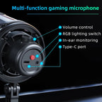 USB Microphone with RGB Control/Headphone jack/Mute,MIC for PC Gaming Recording Streaming
