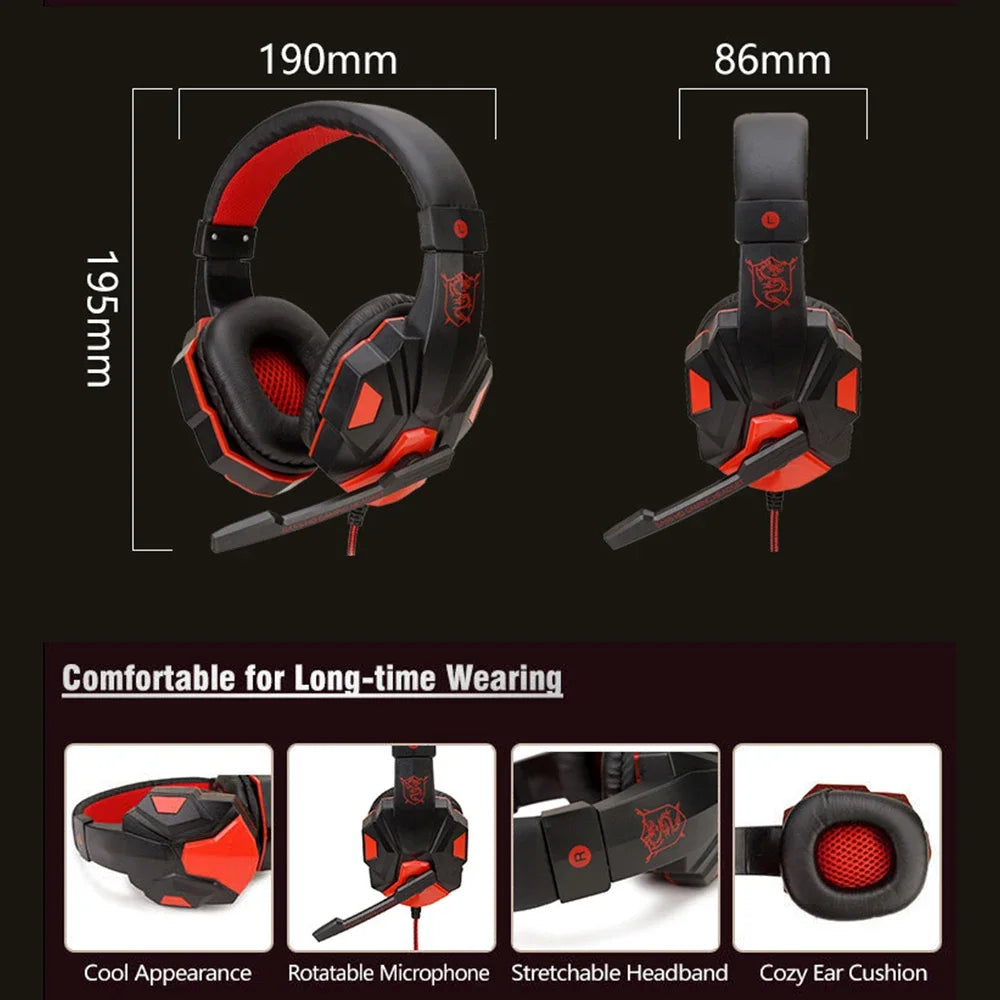 3 5MM Wired Gaming Headphones Bass Stereo Gamer Headset With Microphone For PC PS4 Xbox One Switch Phone Laptop