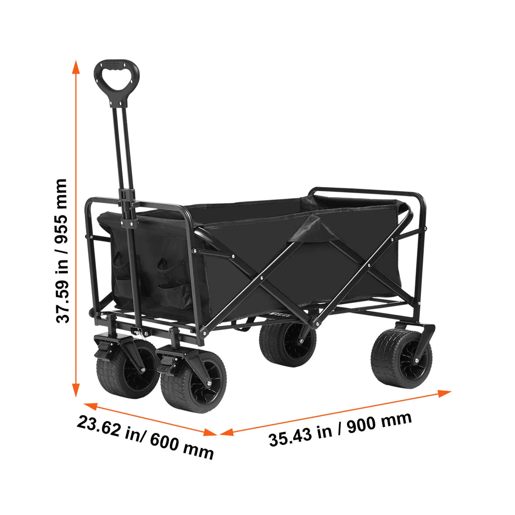 SucceBuy Collapsible Folding Wagon Beach Wagon Cart with All-Terrain Wheels Drink Holders Sports Wagon for Camping Shopping