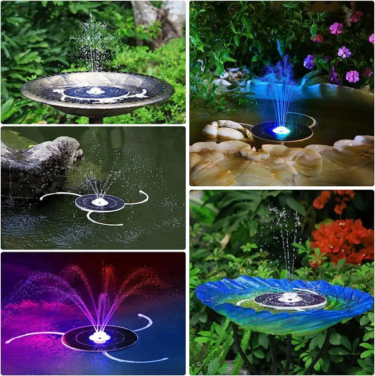 3.5W LED solar fountain pump with LED color light and 1500mah battery, 3 retractable supports for bird bath, pond, garden