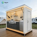 Customized modern steel mobile outdoor kitchen with sink and grill eco-friendly durable for apartment shop use