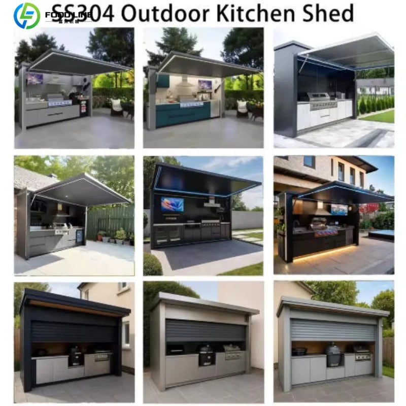 Outdoor Kitchen High End Steel Courtyard Party Mobile Integrated Design with Cooking and Barbecue Functions Customized
