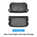 Front & Rear Trunk Storage Box For Tesla Model Y 2024 Double-Deck Luggage Frunk Organizer Box Dustproof Cargo Multi-functional