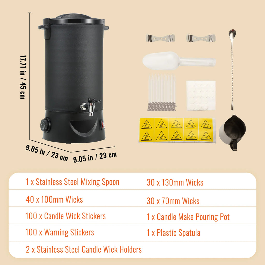SucceBuy 6.5L 10L Wax Melter for Candle Making Large Electric Wax Melting Pot Easy Pour Spout 9-Level Temperature Control