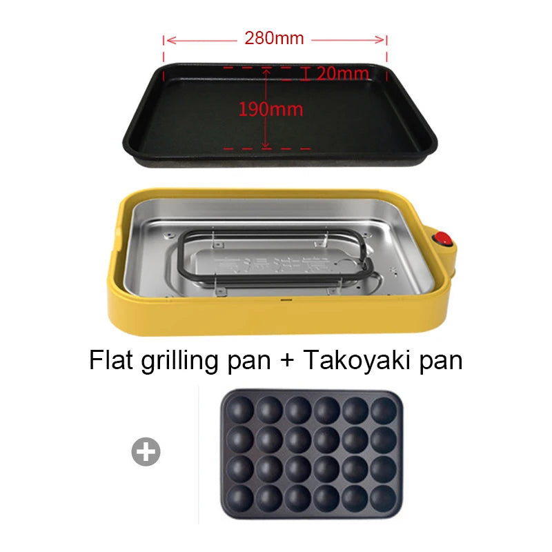 Electric Takoyaki Maker Egg Omelette Cooker Crepe Pancake Fried Steak Frying Pan Chibi Maruko Baking Machine Octopus Balls Grill