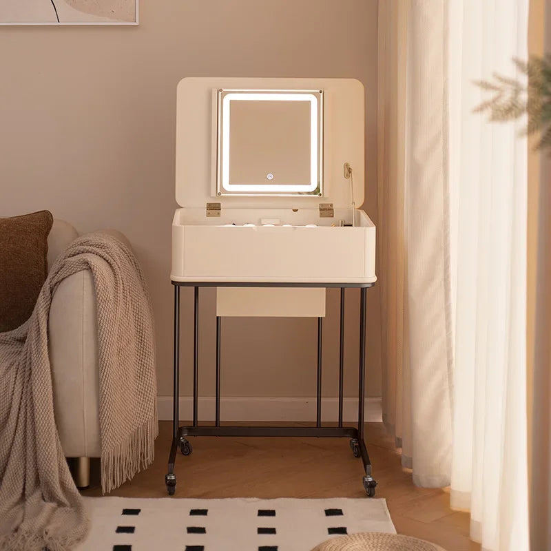 Portable Adult Vanity Table Nordic Woman Wheels Storage Unique Bedroom Dressers Makeup Desk Mirror Penteadeira Furniture Home