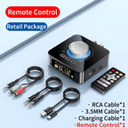Bluetooth 5.4 Receiver Transmitter Stereo Music 3.5mm AUX Jack RCA TF Card Wireless Audio Adapter LED Display for Car Kit TV PC