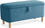 39.5" Boucle Storage Ottoman Bench for Bedroom end of Bed, Sherpa Upholstered Shoe Seat Storage Beach for Entryway, Off White