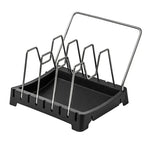 Kitchen Organizer Adjustable Pot Lid Rack, Spoon Holder Shelf, Cooking Dish Drainer Drying Rack, Pan Cover Stand