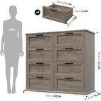 White Dresser for Bedroom, Wood Chest of Drawers, Large Modern Dresser for Closet 8 Drawer, Wide Storage Cabinet, Bedroom, Entry