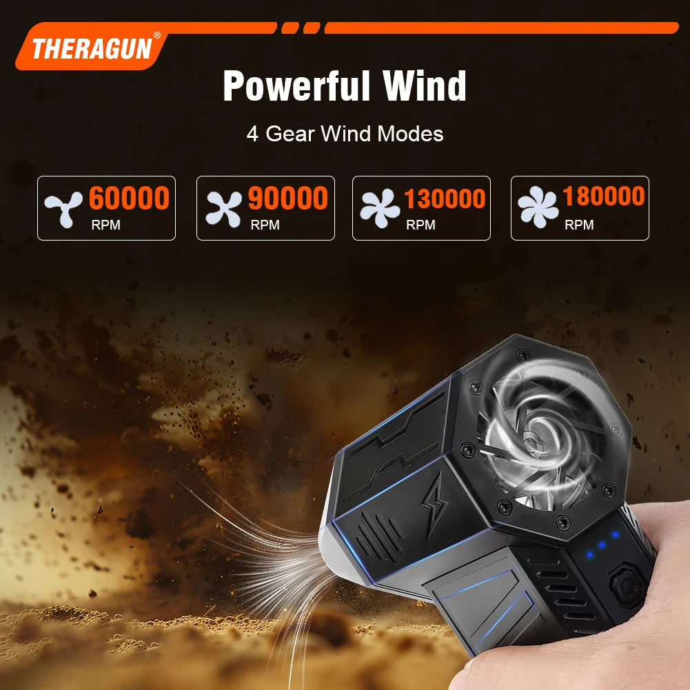 Updated X3Ultra Turbo Jet Fan,Mini Handheld 180000RPM Powerful Compressed air Duster for Car Dryer/PC/Home Cleaning -THERAGUN