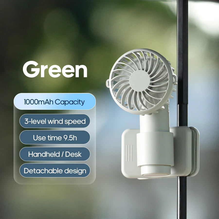 New Multifunctional Desktop Clip Fan Detachable Base 1000mAh 3 Wind Sp