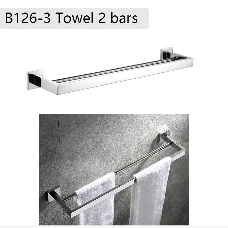 Chrome Polished Bathroom Hardware Mirror Chrome Polished Towel Rack Toilet Paper Holder Towel Bar Hook Bathroom Accessories