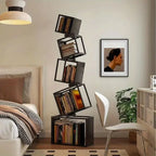 Modern Multi-Layer Corner Bookshelf Vertical Iron Bookcase for Office Storage Shaped Multi-Tier Book Rack