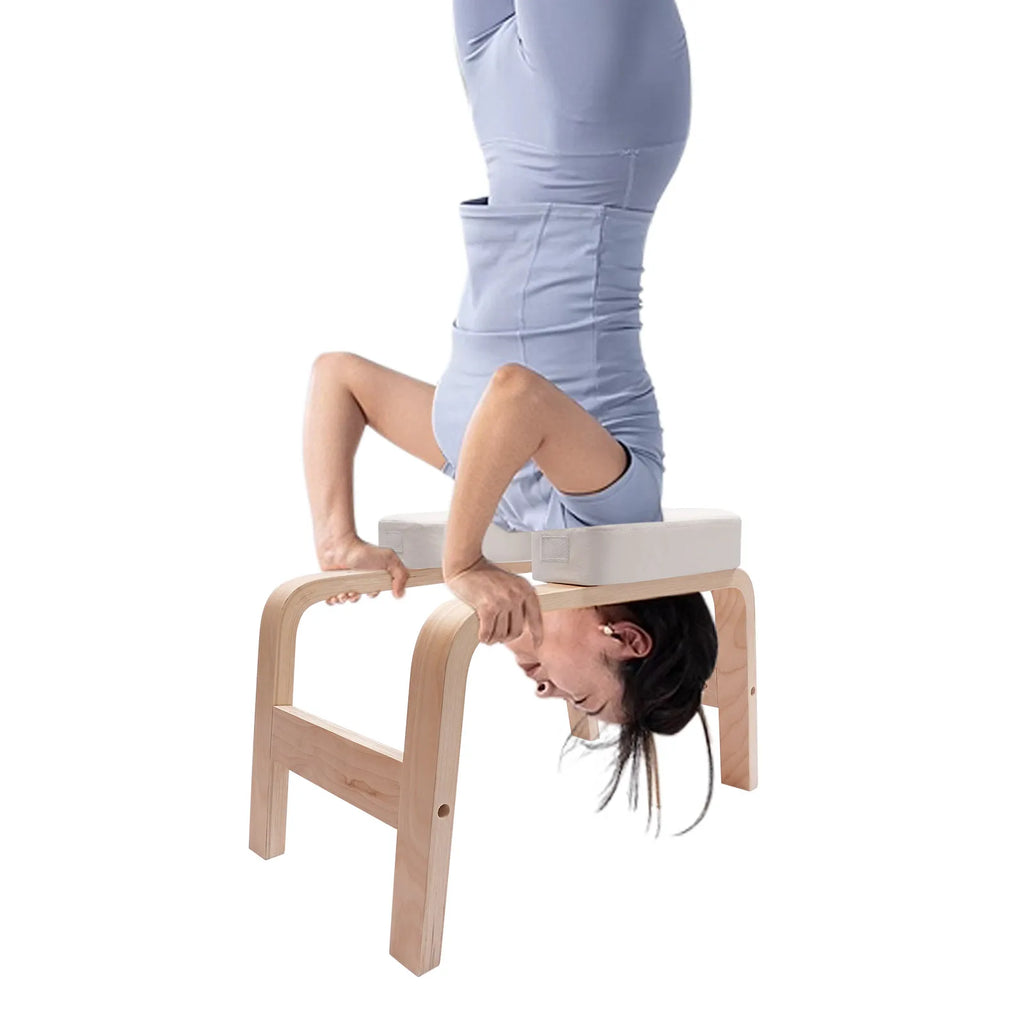 White/Black Yoga Headstand Bench, Modern Yoga Training Stool Fitness Equipment with 200kg Load-Bearing