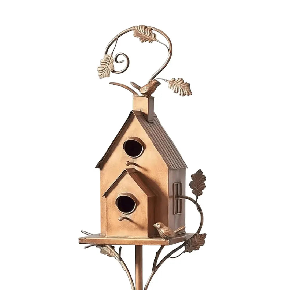 Birdhouse Garden Stakes Garden Outdoor Metal Birdhouse Decoration Metal Birdhouse Stake for Outdoor Garden Yard Decoration