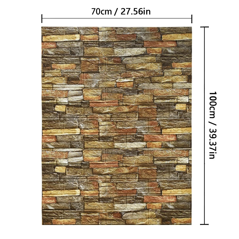 70cmx1/2/3/5/10m Brick Pattern Wall Sticker Decoration PVC 3d Wallpaper Waterproof Wall Sticker for Children's Room Home Bedroom
