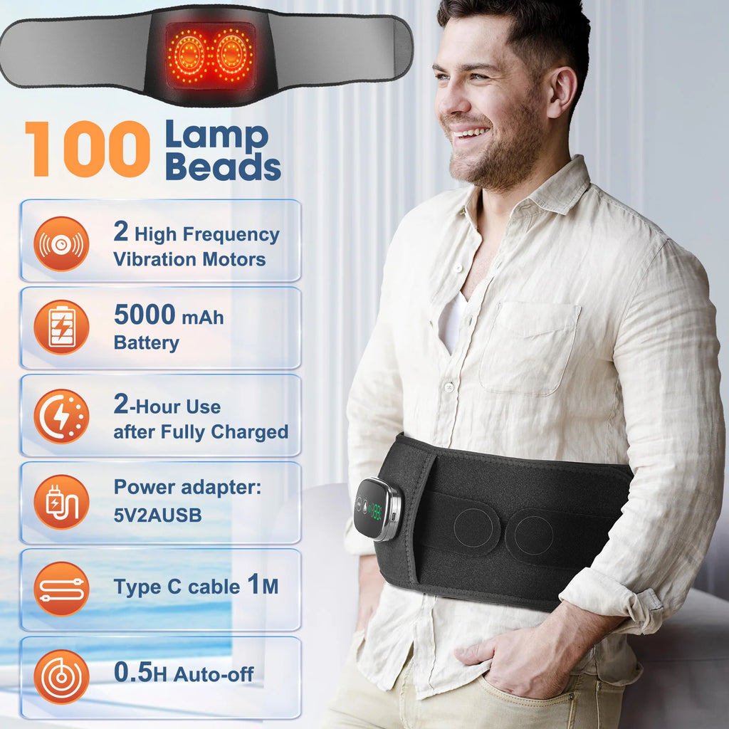 Heating Waist Support Belt Vibration Massage Waist Brace With 5 Levels Adjustable Heated Back Belt Abdomen Warmer Lumbar Support