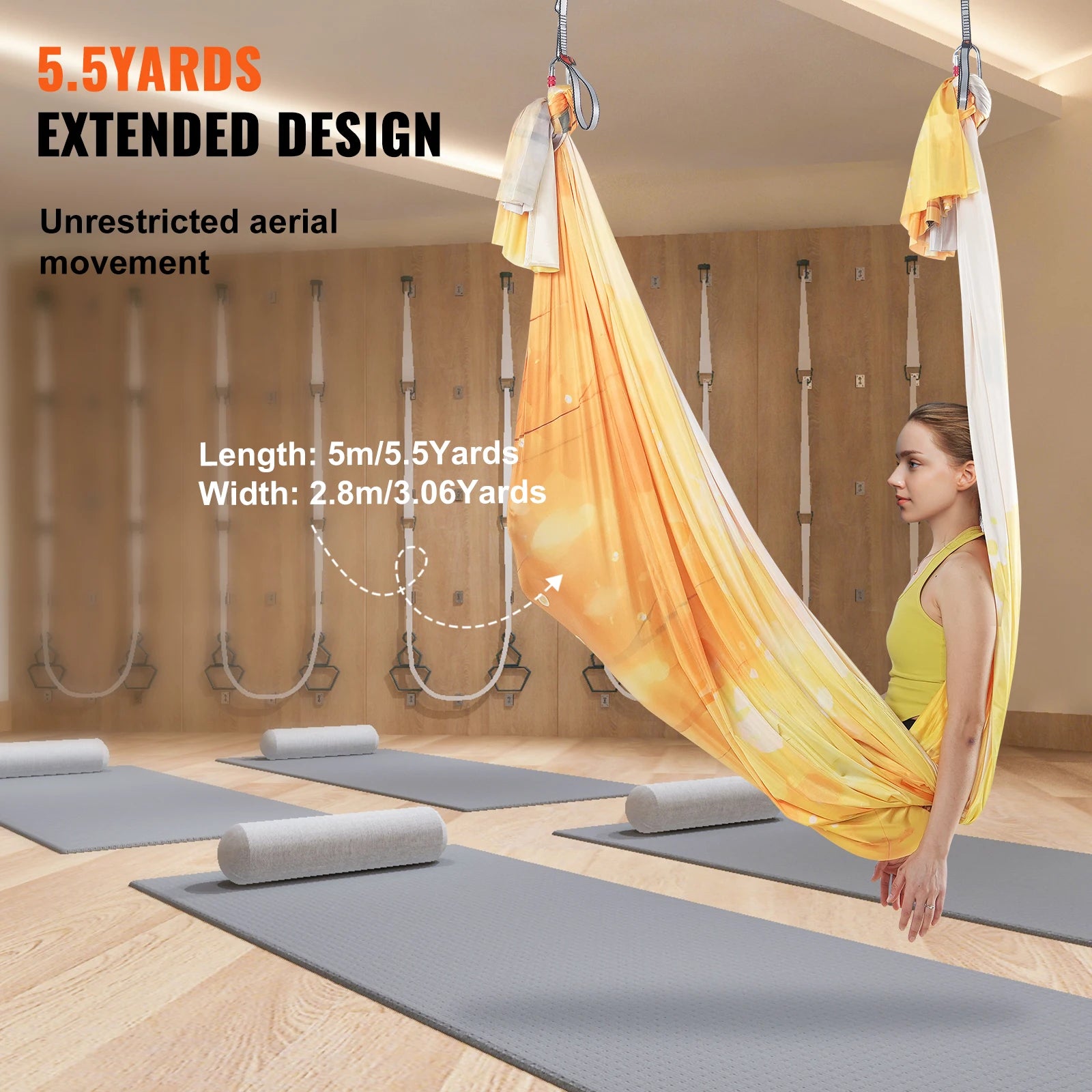 VEVOR 5.5 Yards Aerial Yoga Hammock & Swing Nylon Fabric Full Rigging Hardware for Antigravity Yoga Fitness Bodybuilding