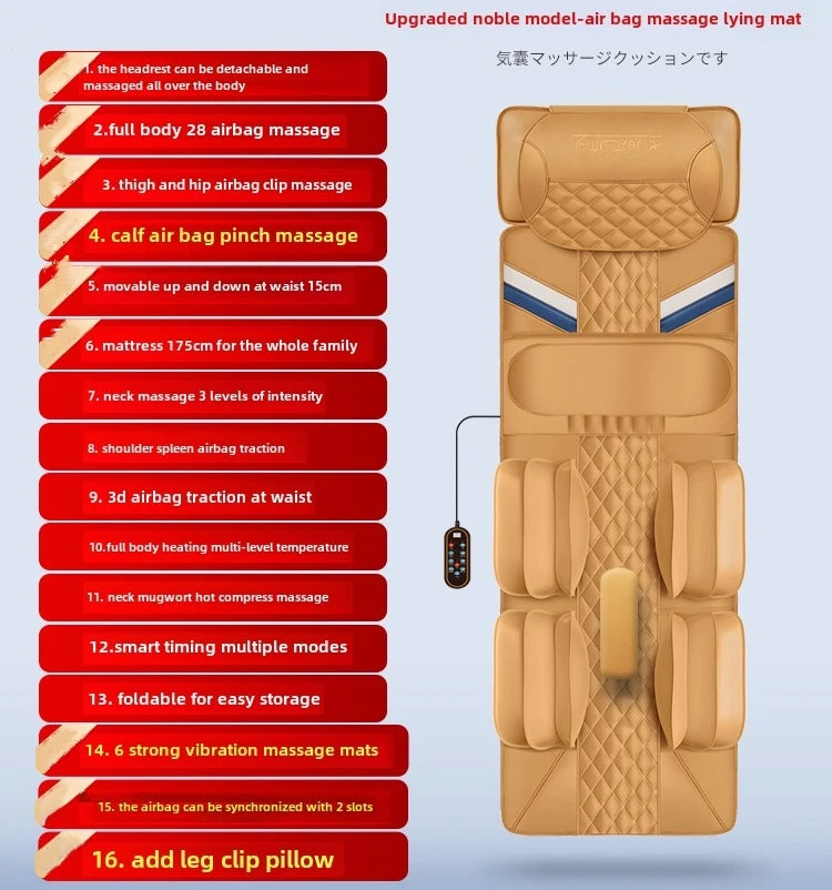 Full Body Heated Massage Mat with Airbag & Vibration for Neck & Lumbar