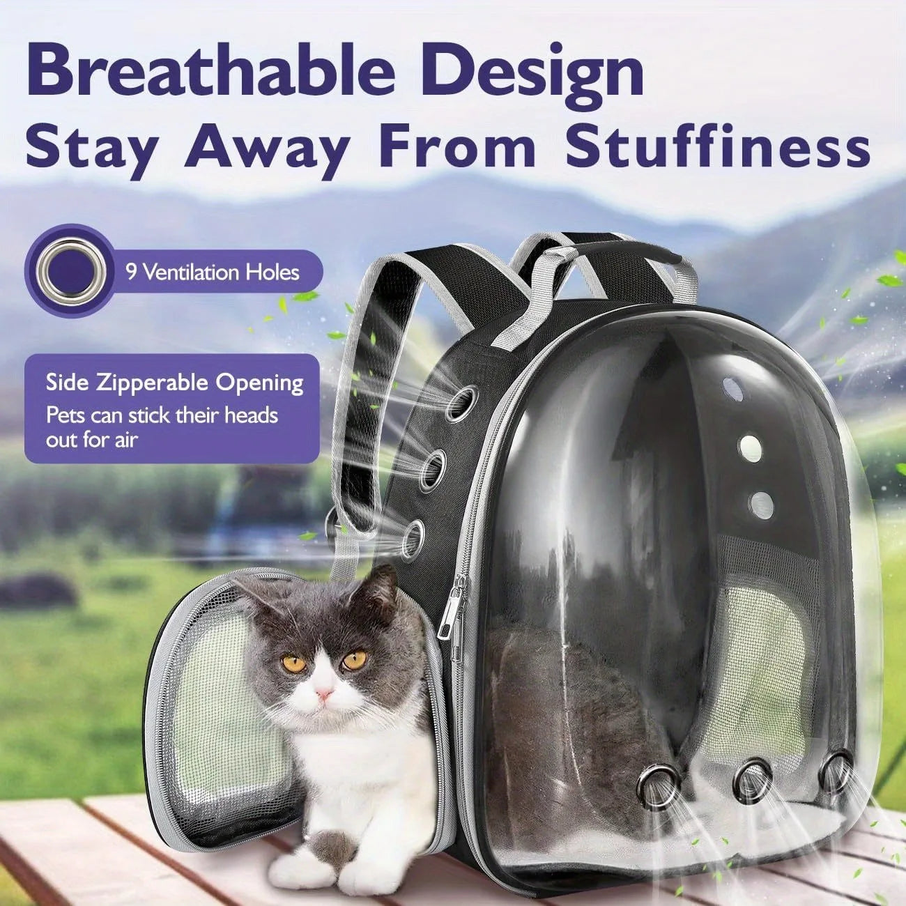 Transparent Pet Backpack Carrier - Bubble Space Capsule, Breathable Travel Bag for Small Medium Dogs Cats | AlluCanFind