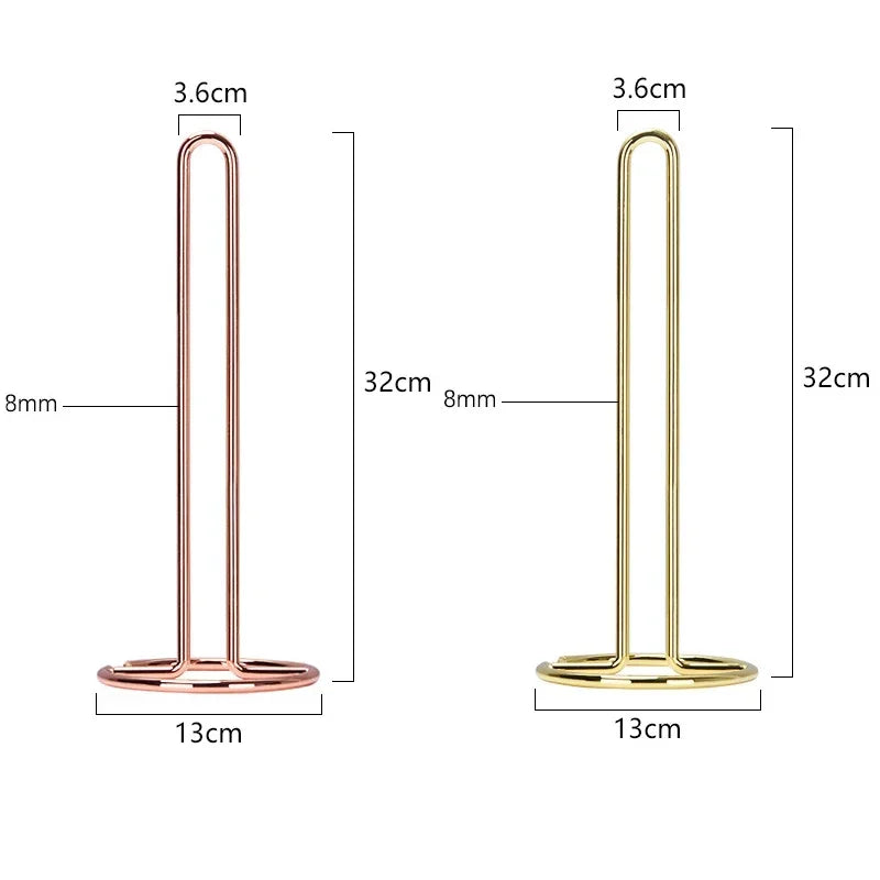 Kitchen Roll Paper Towel Rack Bathroom Stainless Steel Standing Paper Holder Rose Gold Nakins Rack Kitchen Organizer Accessories