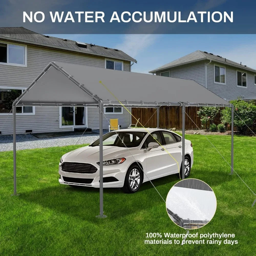 10x20 Heavy Duty, Metal Carport Waterproof Carports Garage Tent with 6 Steel Stakes Outdoor for Car Tuck Boat SUV Party