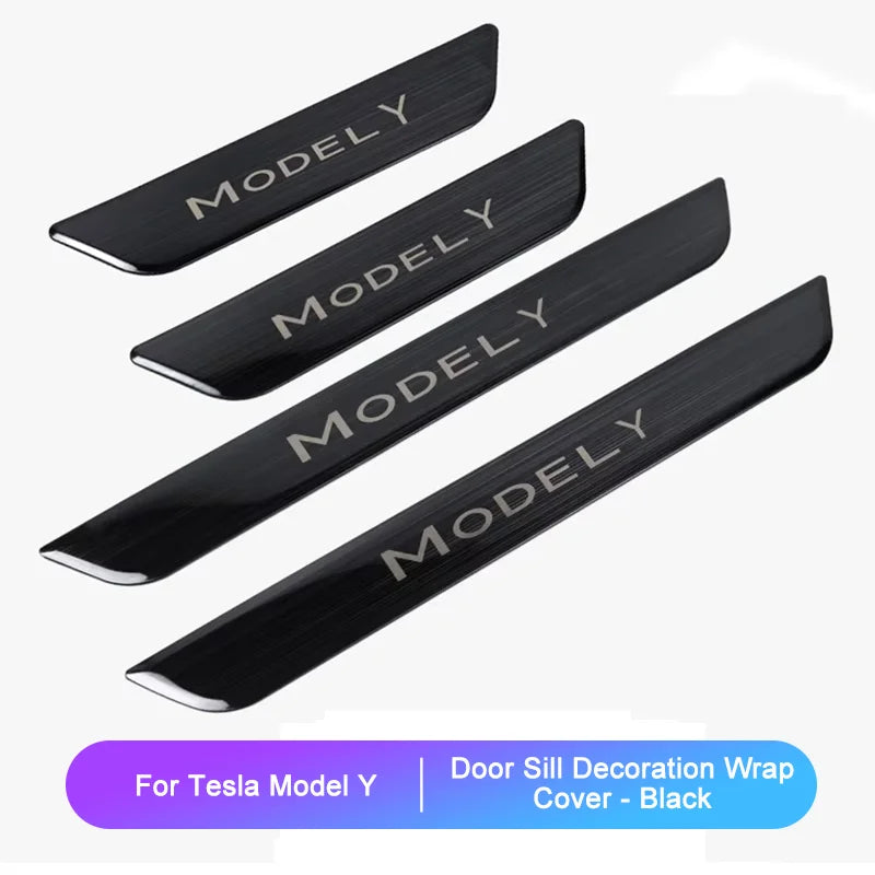 Model Y 2024 Door Sill Protection Strip for Tesla  Model 3 2023 Front Rear Stainless Pedal Decoration Wrap Cover Car Accessories