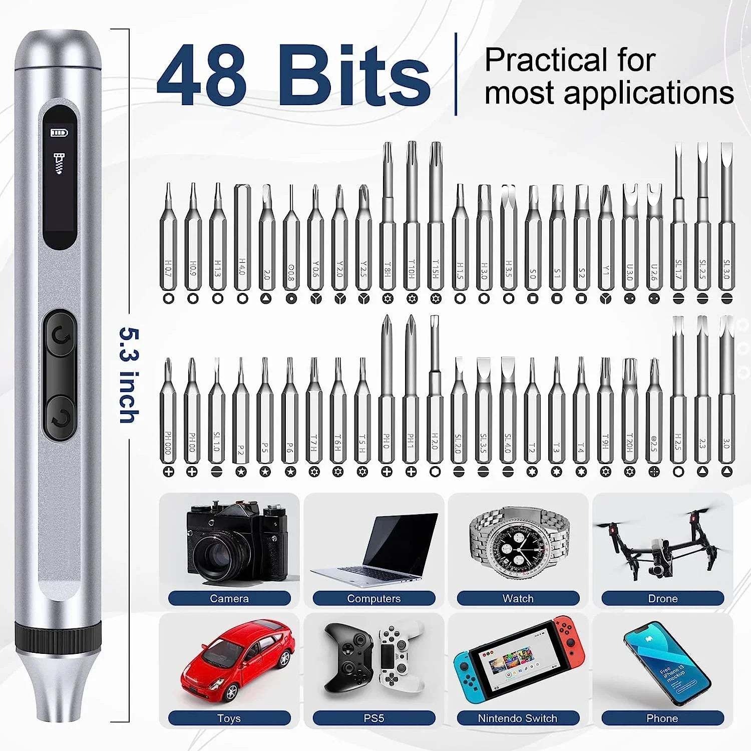 Precision Electric Screwdriver Set Silent and Durable Type-C Fast Charging Cordless Screwdriver 17/50 In 1 Electric Tool Set