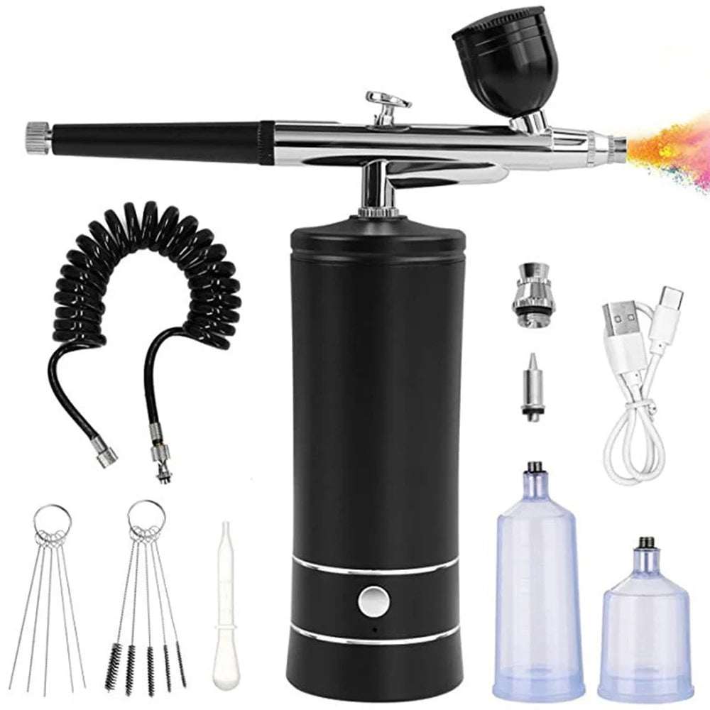 Portable Airbrush with Compressor Airbrush Painting Spray Gun for Nails Cake Painting Wireless Electric Paint Gun Airbrush Kits