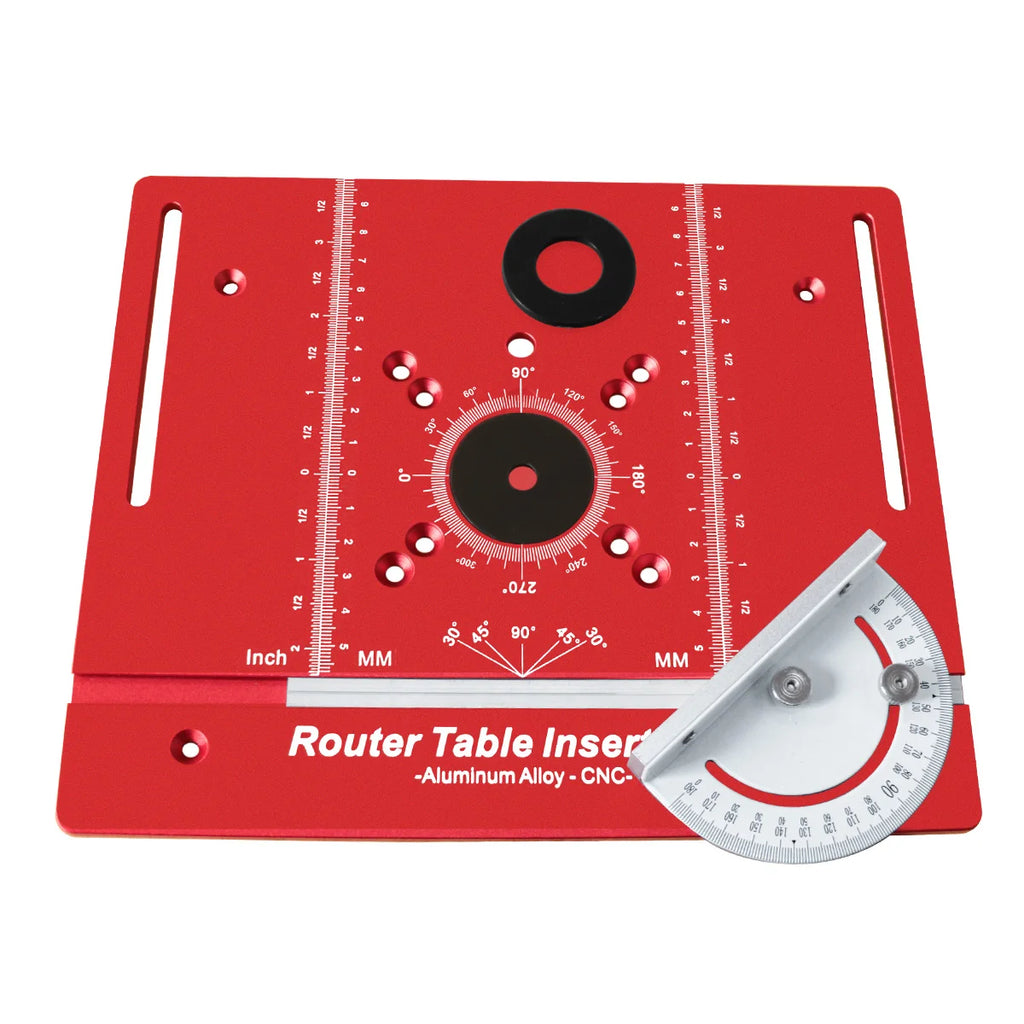 Upgraded New C8 Aluminum Alloy Electric Wood Milling Flip Plate Set, Metric & Inch Milling Table Insertion Plate 360° Marking