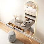 *Suspended dresser bedroom French light luxury small solid wood smart makeup mirror combination