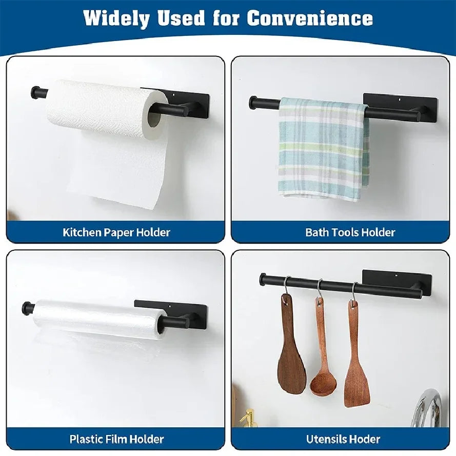 Kitchen Paper Towel Holder Adhesive Toilet Paper Holder Tissue Hanger Wall Stand Napkin Rack Bathroom Accessories Organizers
